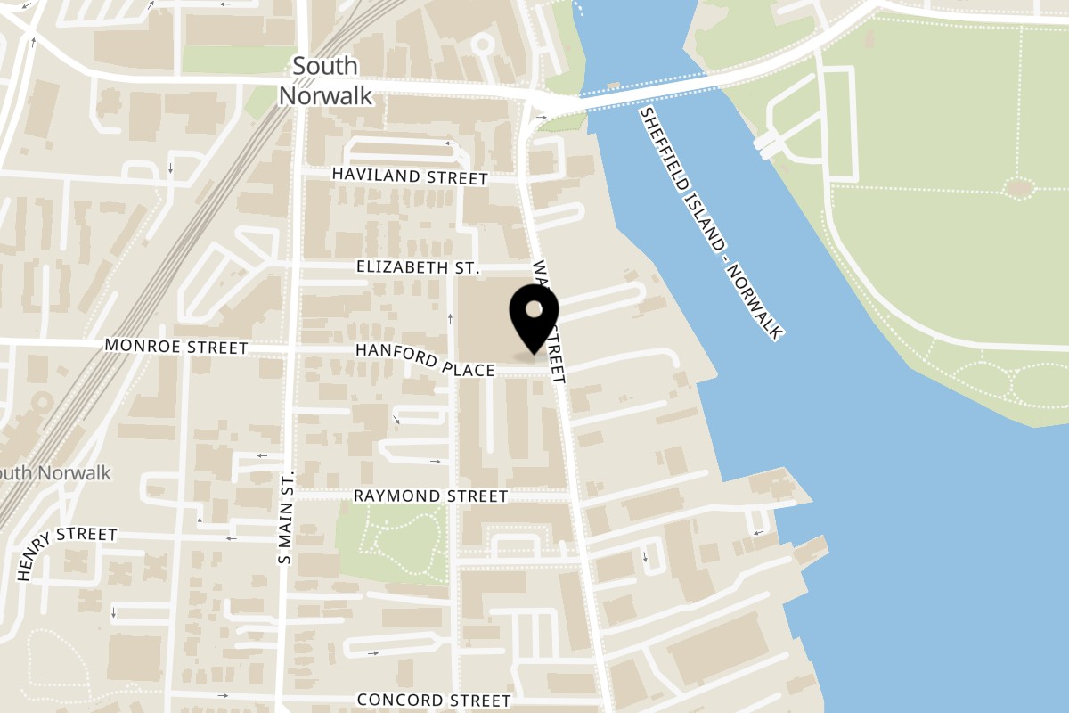 Map showing the location of Nit Noi on 95 Water St in Norwalk
